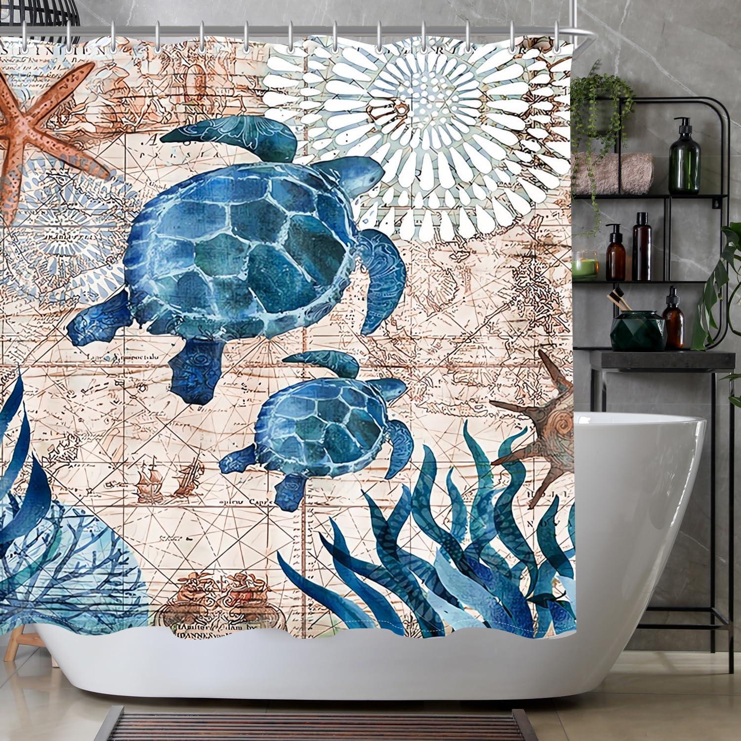 Duschvorhang Meeresschildkröte Wasserabweisend 150x200cm Anti-Schimmel