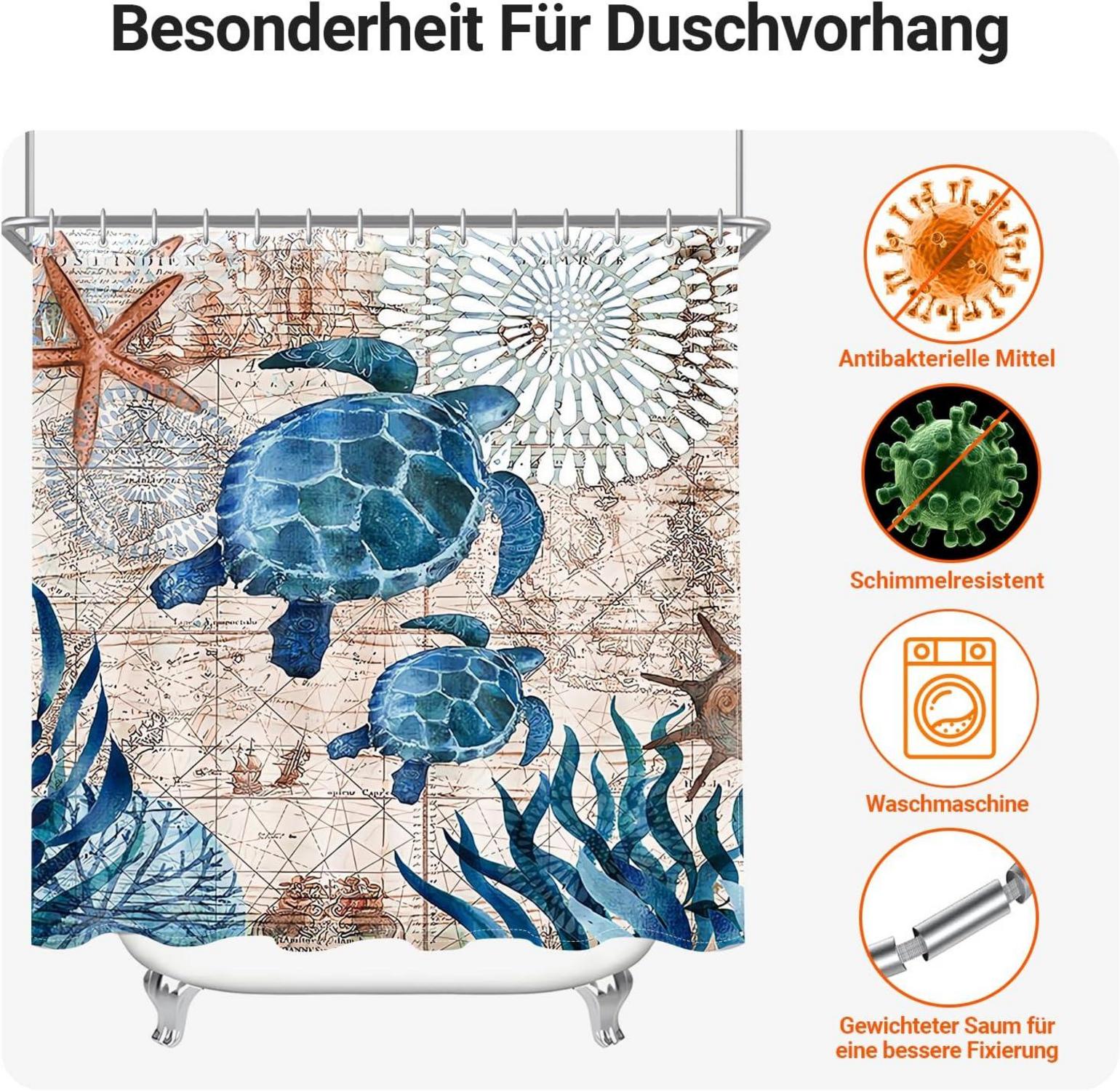Duschvorhang Meeresschildkröte 150x200cm Wasserabweisend Antischimmel
