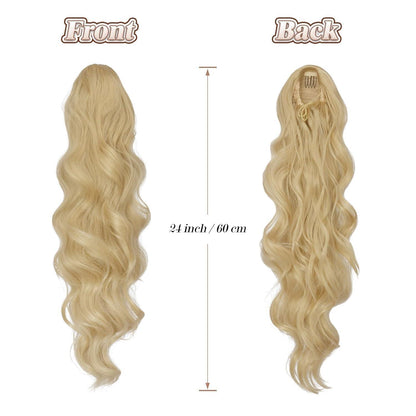 Welliges Blond Pferdeschwanz Haarteil – 60cm Synthetik Verlängerung