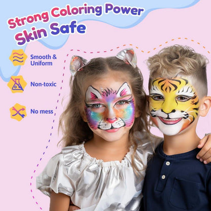 Kinderschminke Set 23 Farben mit Zubehör für Fasching & Halloween