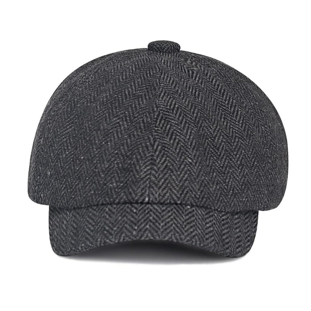 Herren Schiebermütze Winter - Grau, Herringbone Newsboy Cap