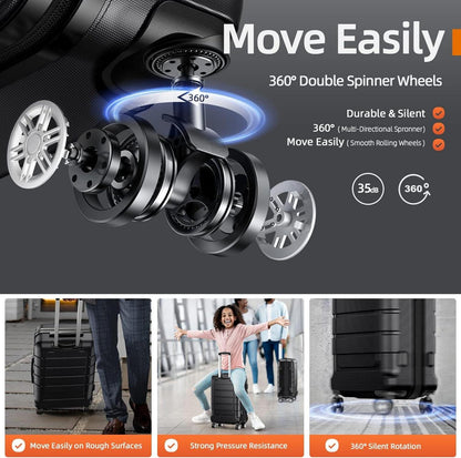 SHOWKOO Koffer Klein Hartschale Leicht Reisekoffer ABS+PC TSA 4 Rollen