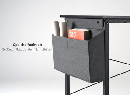 L-förmiger Eckschreibtisch mit Regalen, Gaming-Tisch, 120cm, Schwarz