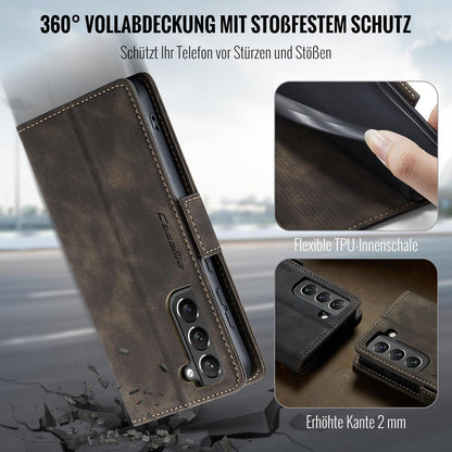 Samsung Galaxy S22 5G Hülle Premium PU Leder RFID Schutz Standfunktion Kaffee