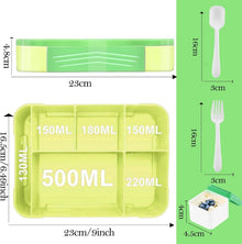 Yskmefun Bento Lunchbox Kinder 1300ml Fächern Green Space
