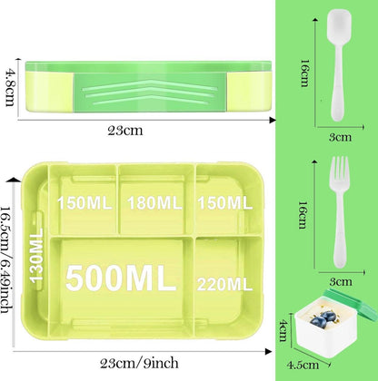Yskmefun Bento Lunchbox Kinder 1300ml Fächern Green Space