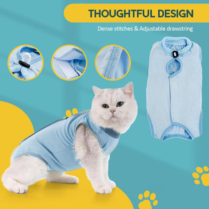 Avont Katzenbody Recovery Anzug Modal Kastration Spay Leckschutz Sätze S Blau