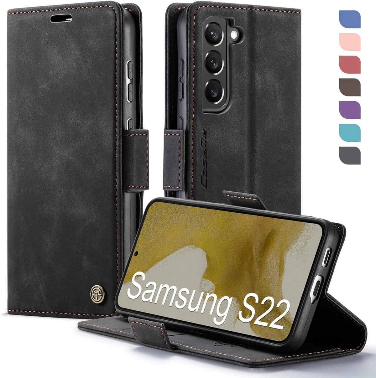 Samsung Galaxy S22 5G Handyhülle PU Leder Klapphülle RFID Schutz