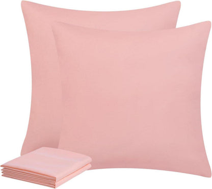 2er Set Kissenbezüge 80x80 Pfirsch Rosa Mikrofaser mit Reißverschluss