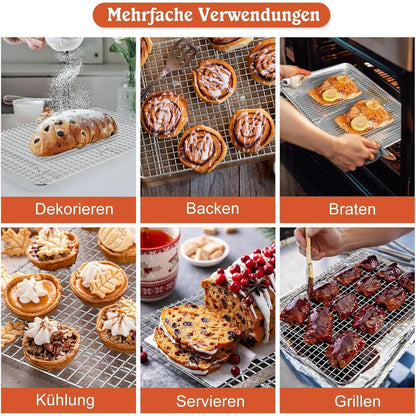 Abkühlgitter 2er-Set Edelstahl, Kuchengitter für Backen & Grillen