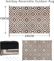 Famibay Outdoor Teppich Wetterfest 150 x 245 cm Kaffee/Beige
