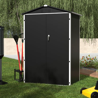 Metall Gerätehaus 2m² mit Satteldach – Garten Schuppen Schwarz