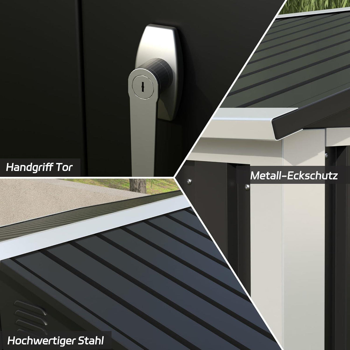 Metall Gerätehaus 2m² mit Satteldach – Garten Schuppen Schwarz