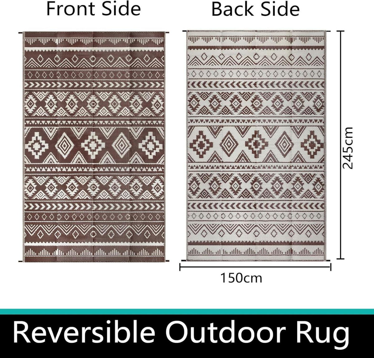 Outdoor Teppich 150 x 245 cm Wetterfest Camping Balkon