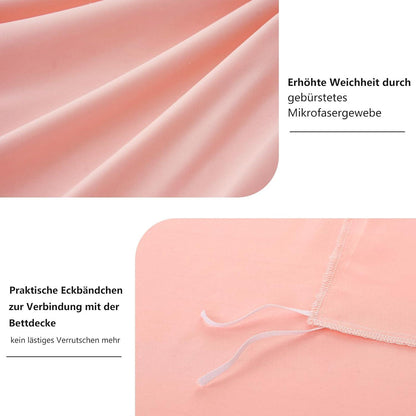 Bettwäsche 200x220 Rosa Set Kissenbezug Mikrofaser Reißverschluss
