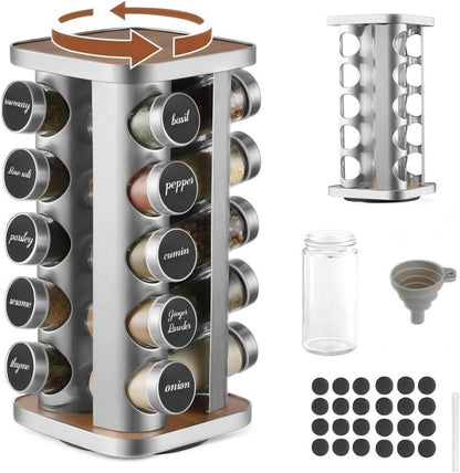 Drehbares Gewürzregal mit 20 Glasbehältern à 100 ml
