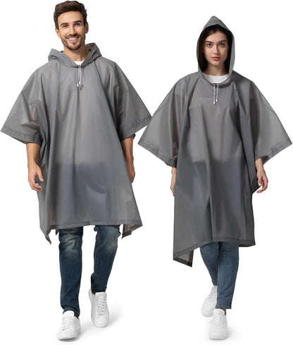 Wasserdichter Regenponcho für Damen und Herren 2er-Set Grau