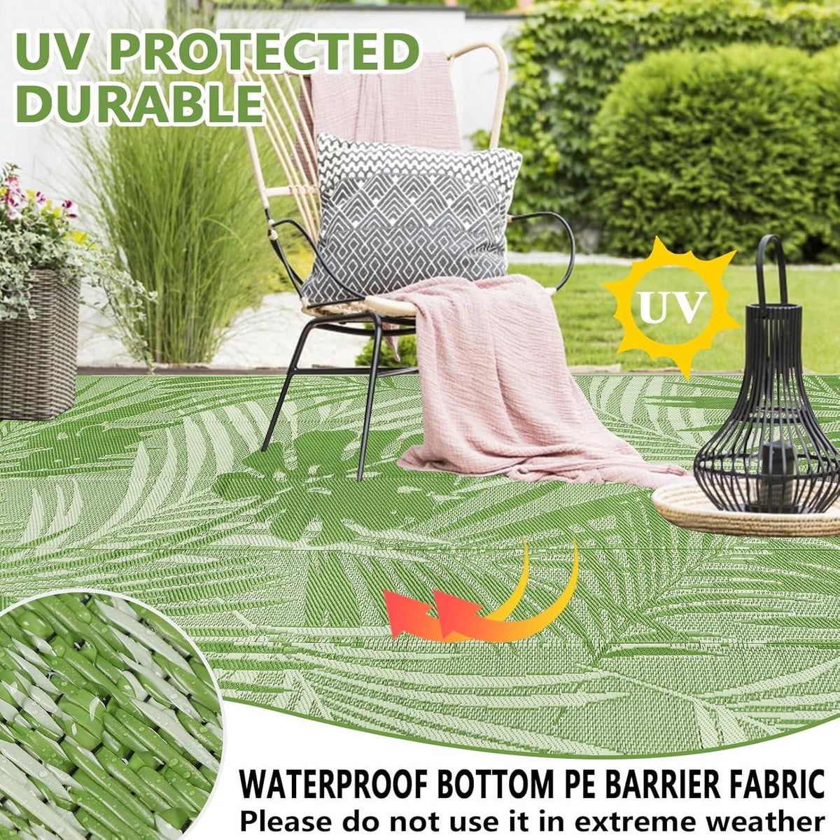 Outdoor Teppich Wetterfest Kunststoff Gartenteppich Balkon Camping