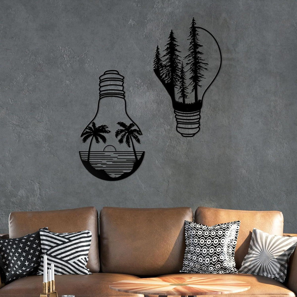 Metall Wald Wandkunst Set für Wanddeko, Indoor Outdoor, 40 x 23 cm