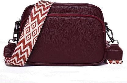 Crossbody Umhängetasche Echtes Leder Damen Handytasche A-rotwein