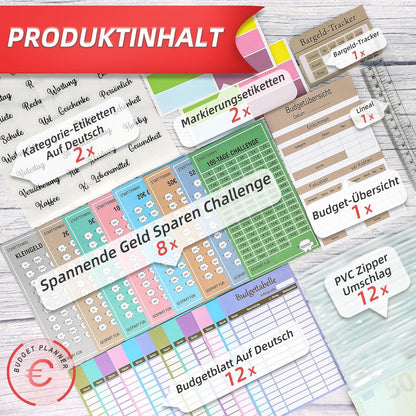 Budget Planner Deutsch Sparbuch A6 Leder Binder Taschen