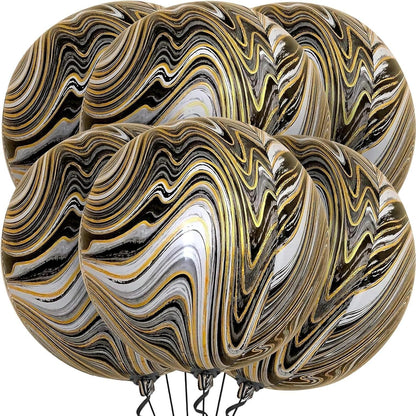 Geburtstag Luftballons Schwarz Gold 22 Zoll 4D Marmor Helium Ballon