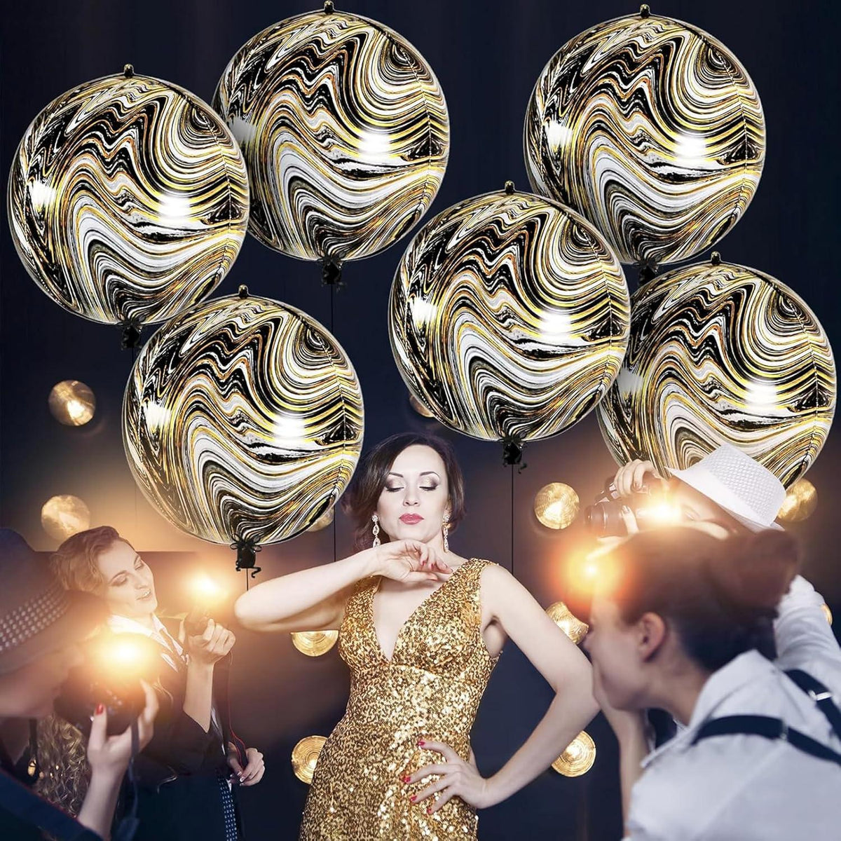 VIKY Geburtstag Luftballons Schwarz Gold 6 Stk Achat Folienballon 22 Zoll