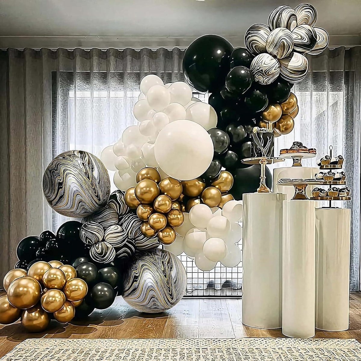 VIKY Geburtstag Luftballons Schwarz Gold 6 Stk Achat Folienballon 22 Zoll