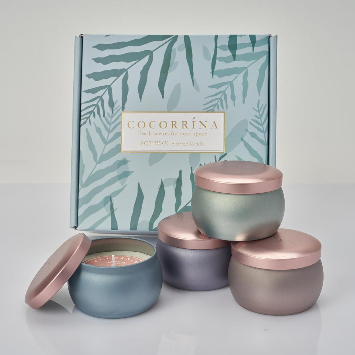 Duftkerzen Set 4 Stück 110g Natürliches Sojawachs Aromatherapie Kerzen