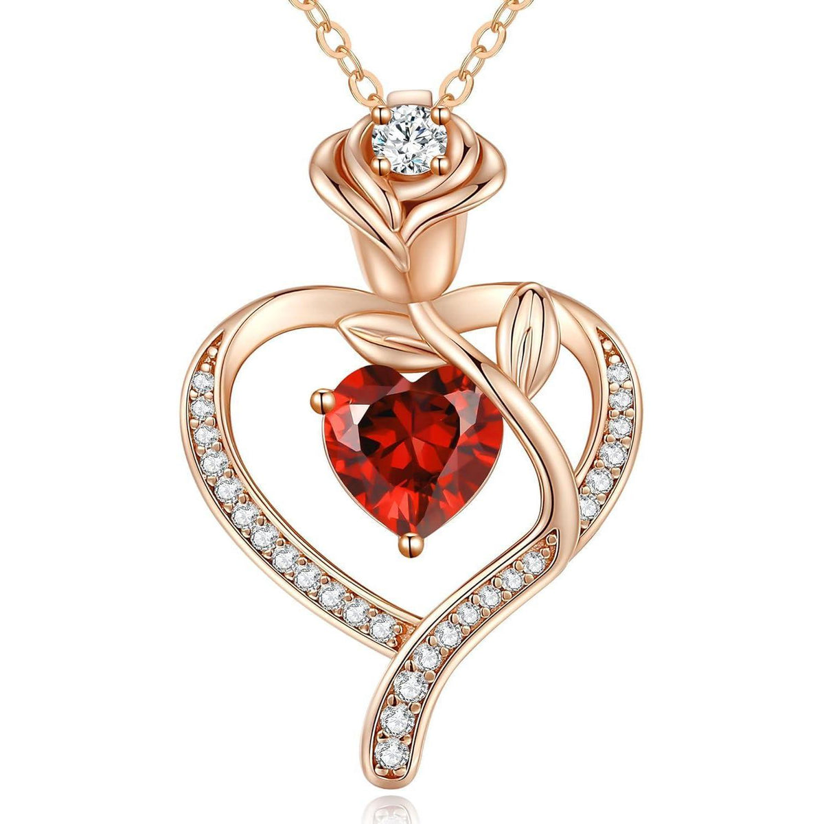 Herz Halskette Damen Rosegold mit Geburtsstein Sterling Silber 925