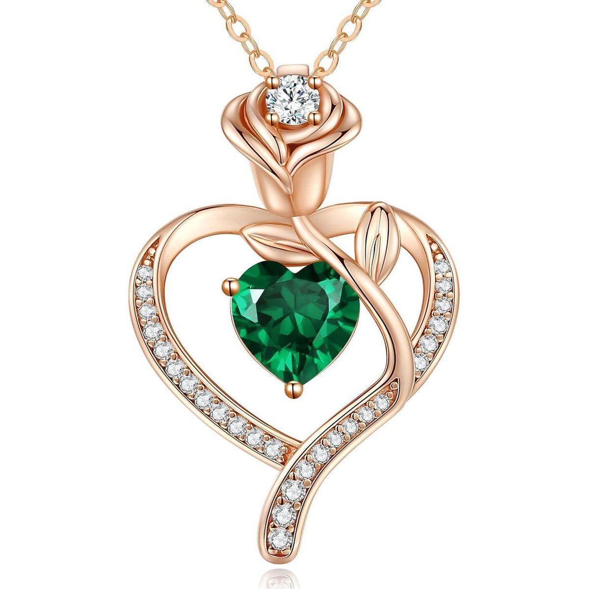 Halskette Damen Rosegold Herz mit Geburtsstein Sterling Silber 925