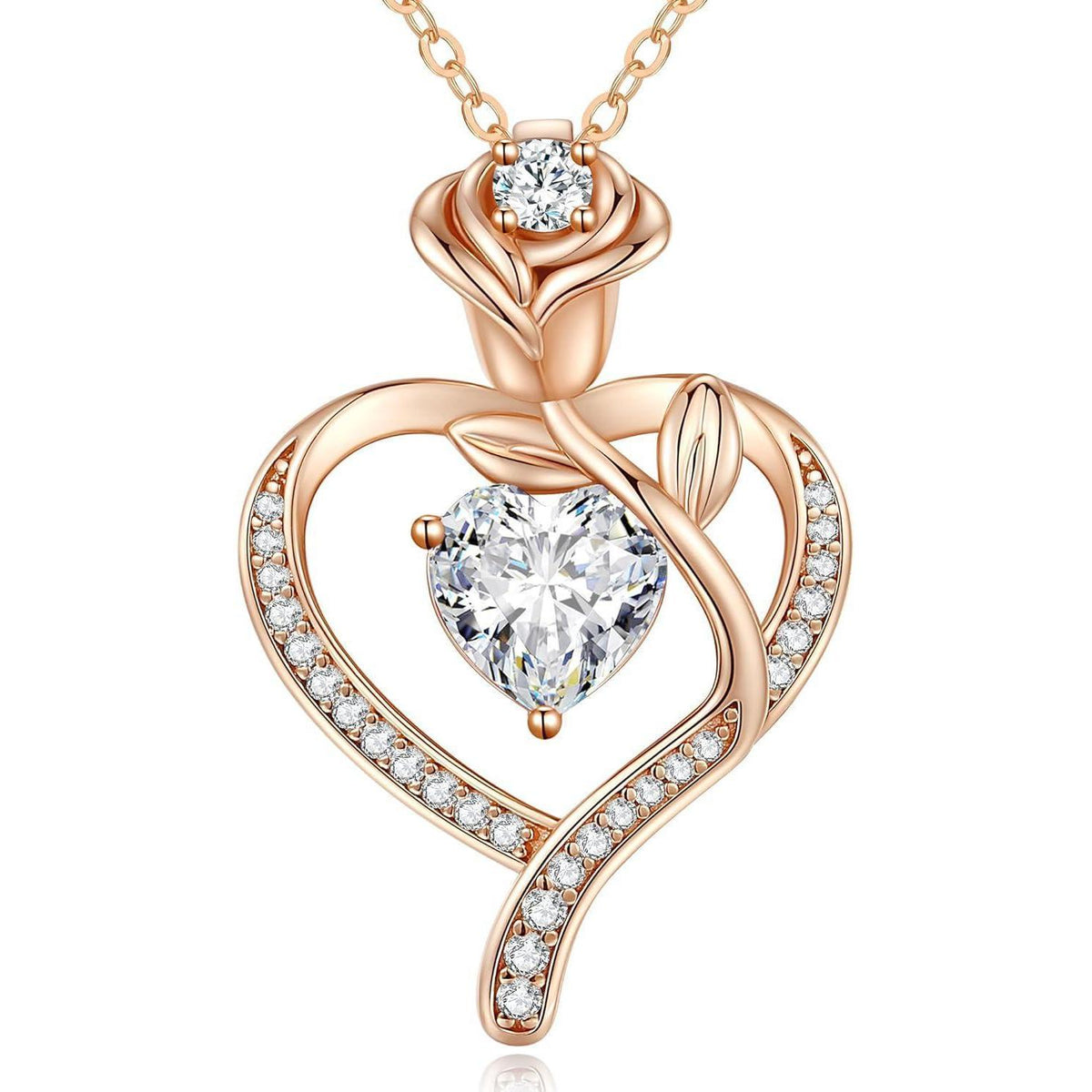 Halskette Damen Rosegold Herz mit Geburtsstein Sterling Silber 925