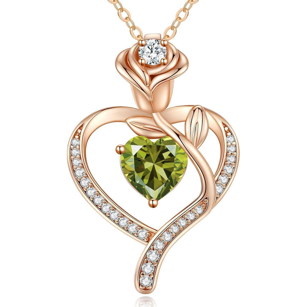 Herz Halskette Rosegold mit Geburtsstein aus 925 Sterling Silber