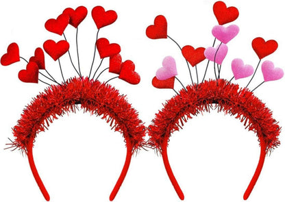 Valentinstag Rote Herz Kopf Boppers 2er Set Stirnbänder Pailletten