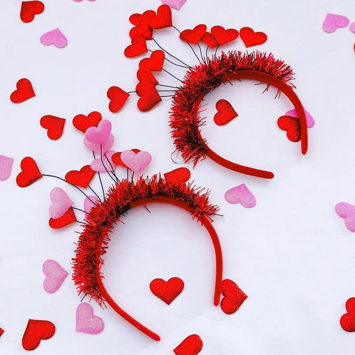 Valentinstag Rote Herz Kopf Boppers 2er Set Stirnbänder Pailletten