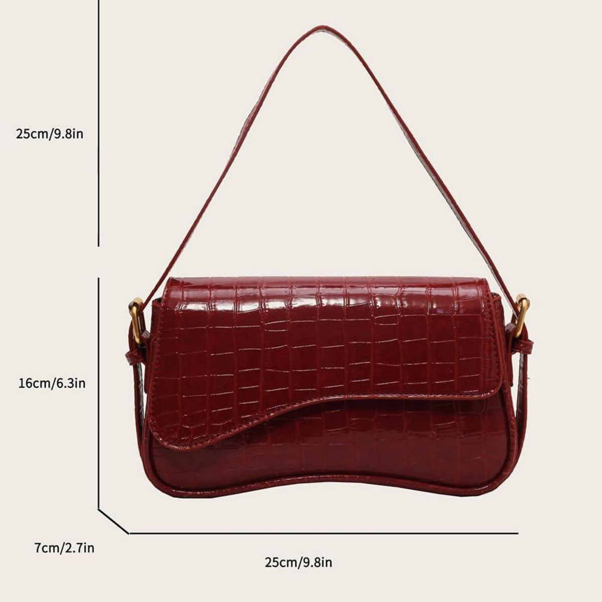 TIAASTAP Handtasche Mädchen Shoulder Bag Leder Vintage Aesthetic Rot
