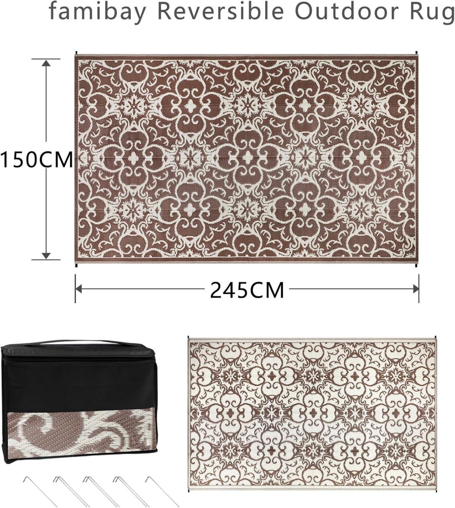 Famibay Outdoor Teppich 150x245cm Terrasse Balkon Garten