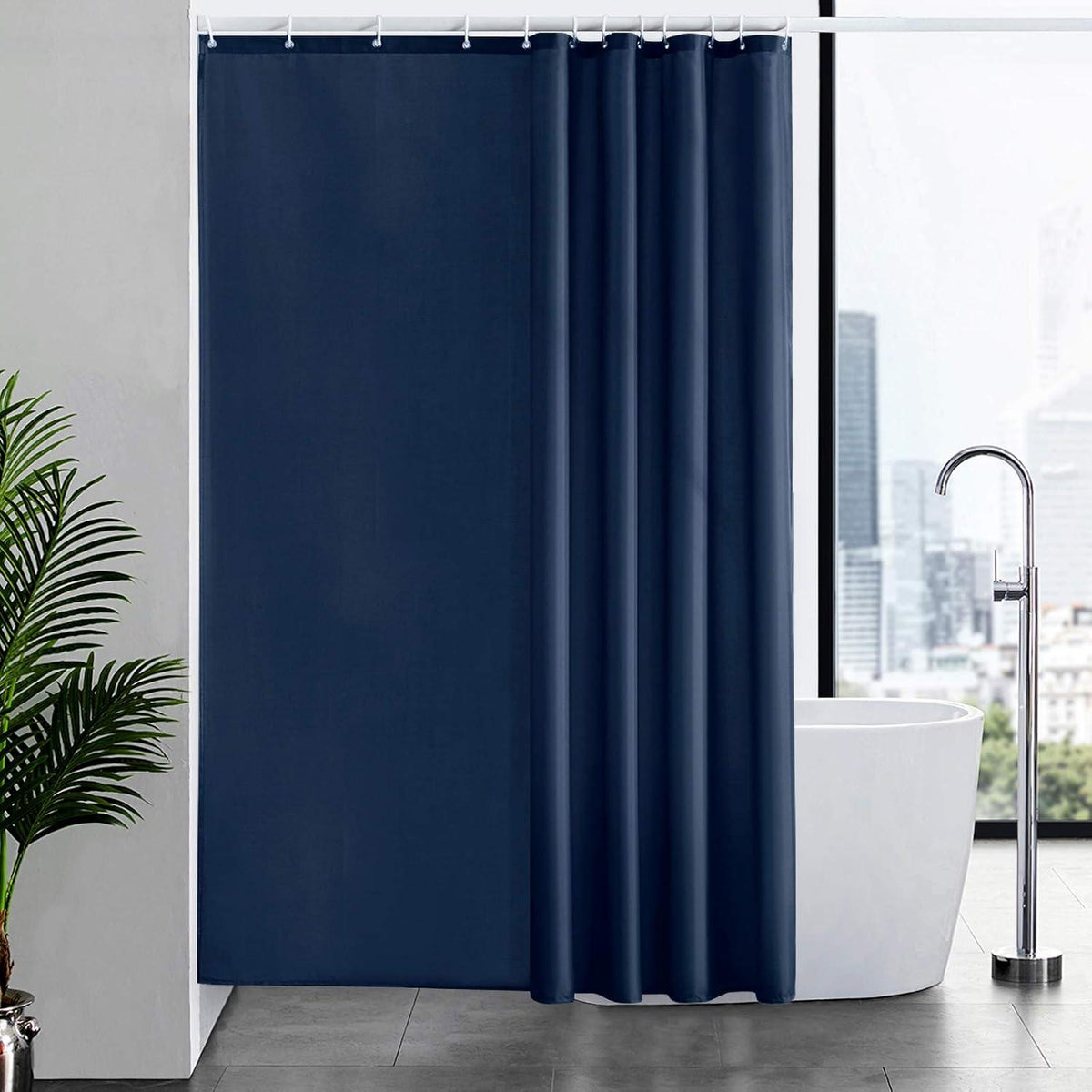 Duschvorhang Textil Anti-schimmel Wasserdicht 180x220 Blau mit Ringe