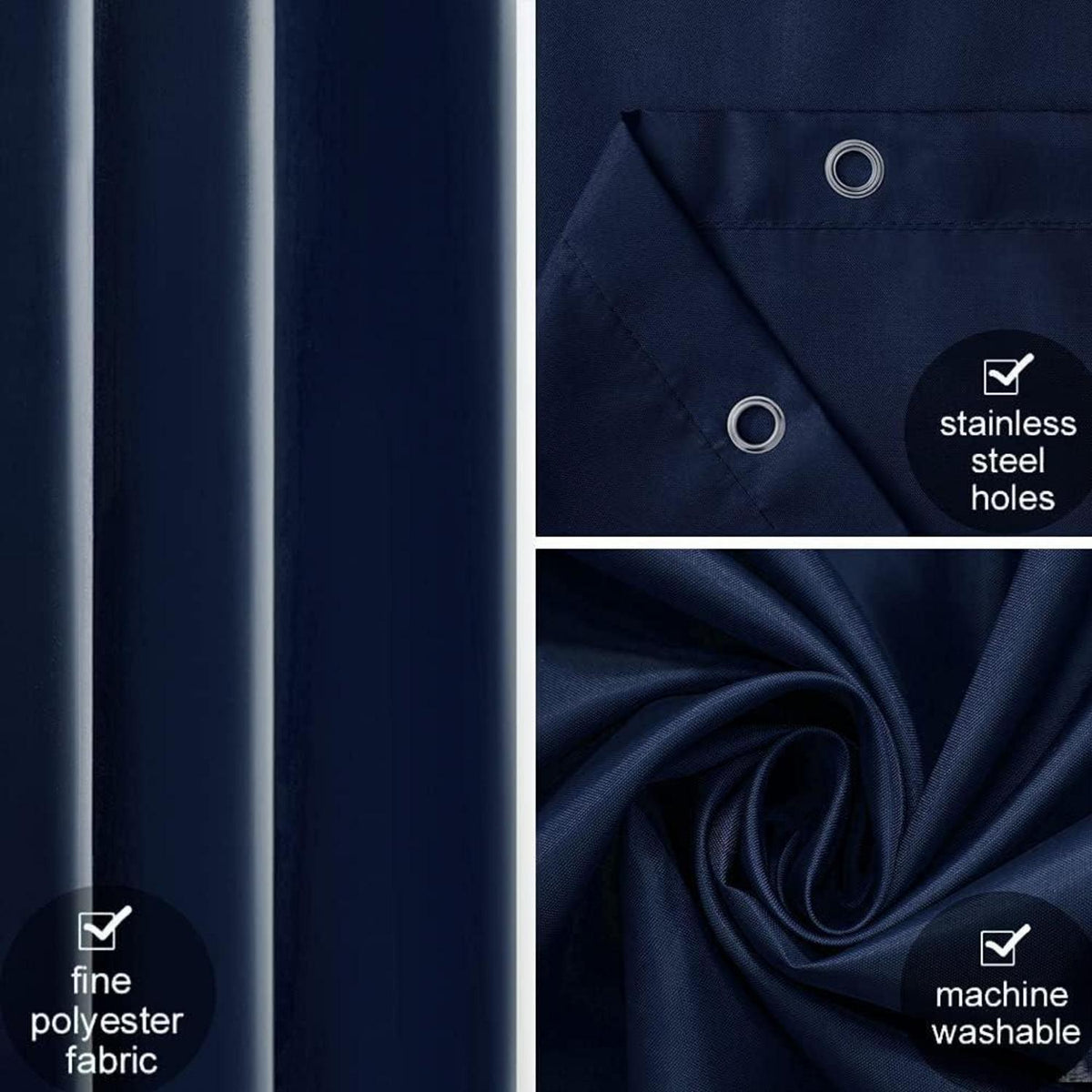 Duschvorhang Textil Anti-schimmel Wasserdicht 180x220 Blau mit Ringe