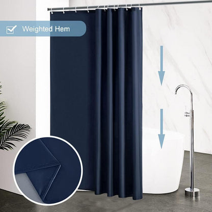 Duschvorhang 180x220 Textil Wasserdicht Anti-Schimmel Dunkelblau