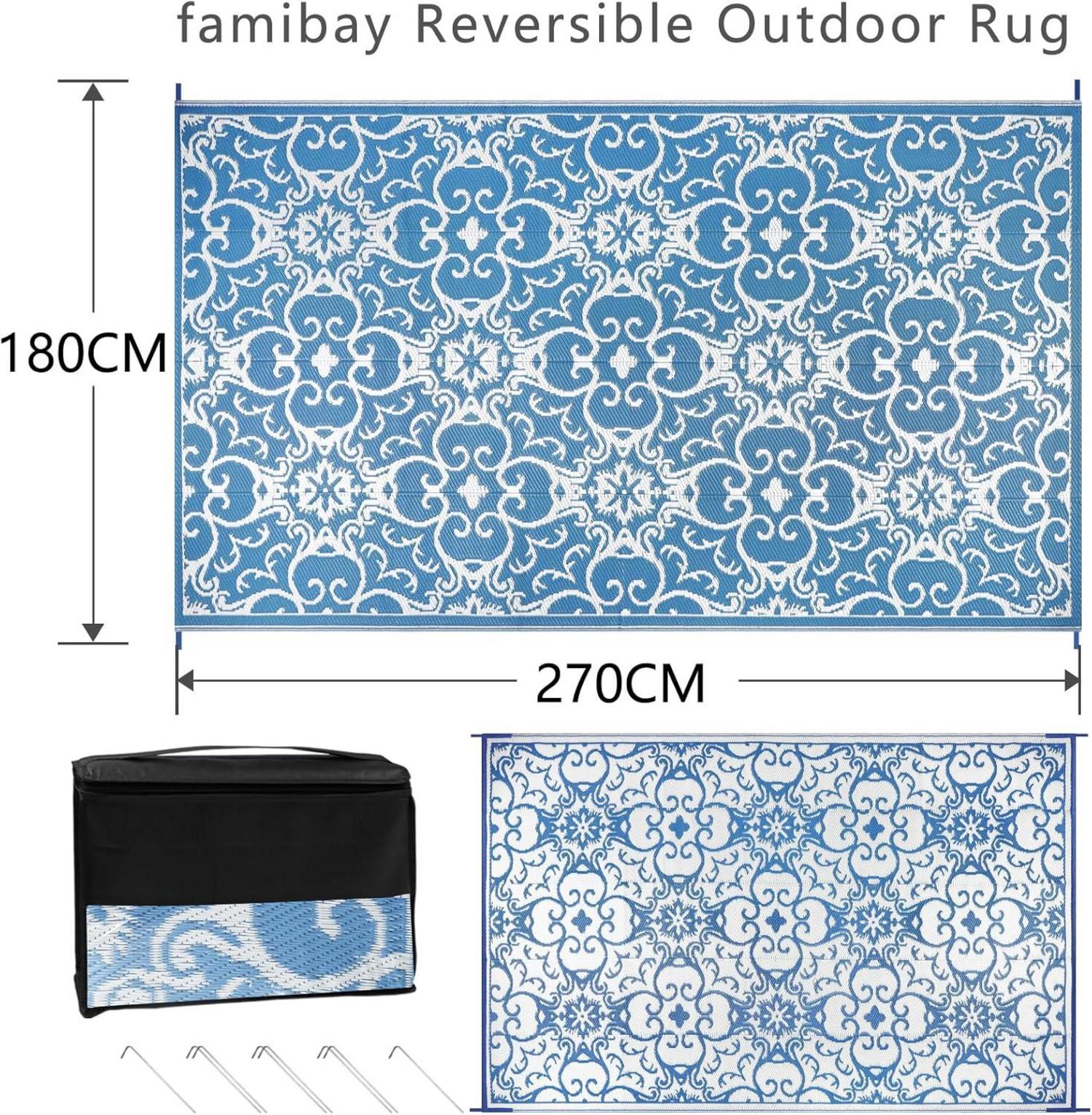 Famibay Outdoor Teppich Wetterfest Terrasse Garten Balkon