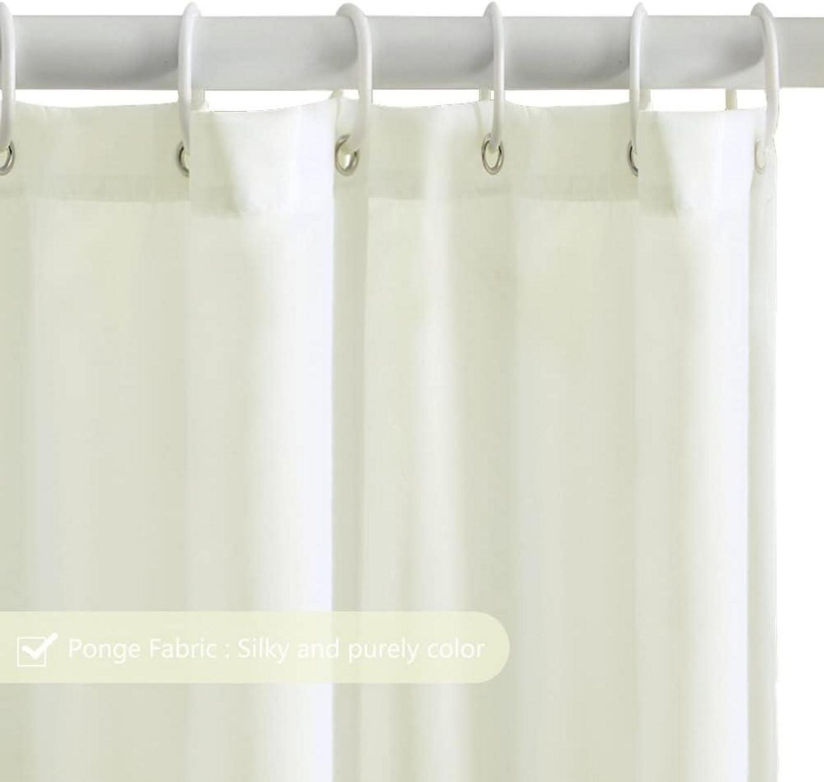 Duschvorhang 150x200cm Antischimmel Polyester Beige mit 10 Duschvorhanghaken