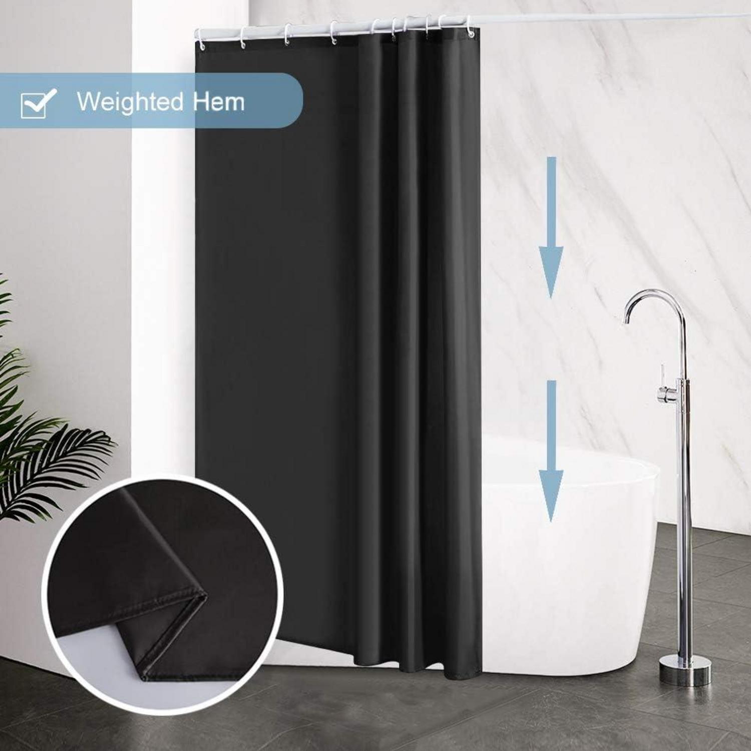 Schwarzer Duschvorhang Polyester Stoff 150x200 Waschbar wasserabweisend