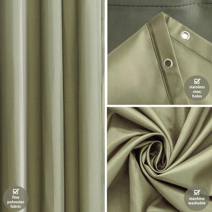 Duschvorhang Überlänge Salbei Grün 200x200cm mit Haken
