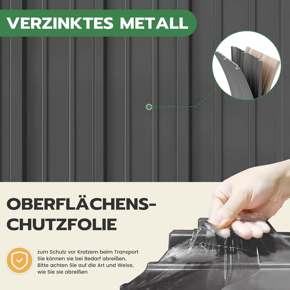 Gartenhaus Metall 162x86 cm mit Pultdach & Fundamentrahmen