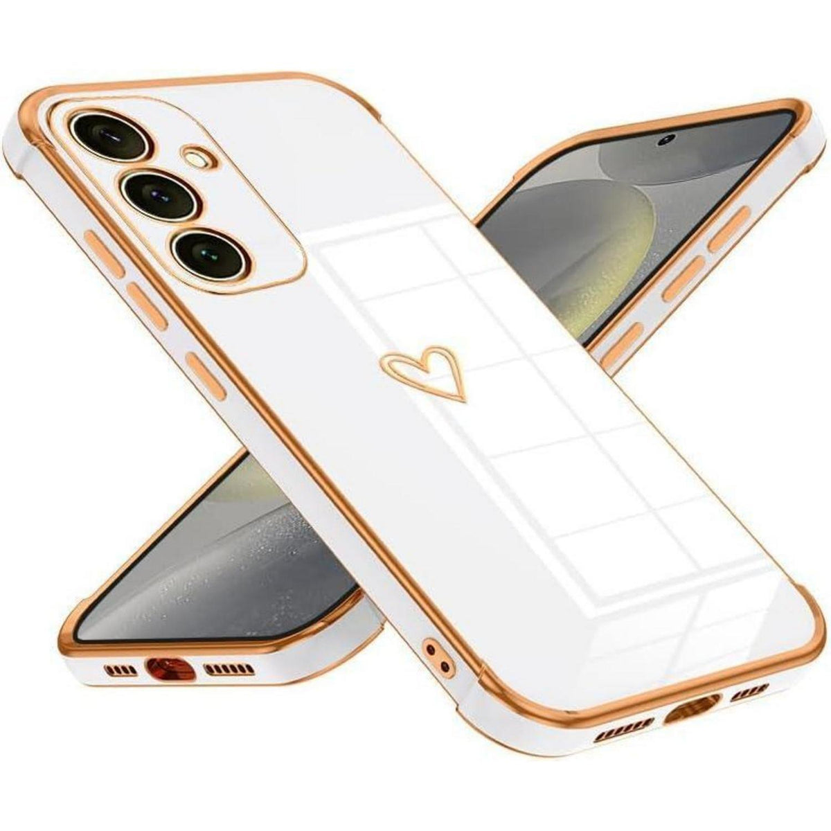 Samsung Galaxy S24 Hülle mit Herzmuster und Kameraschutz