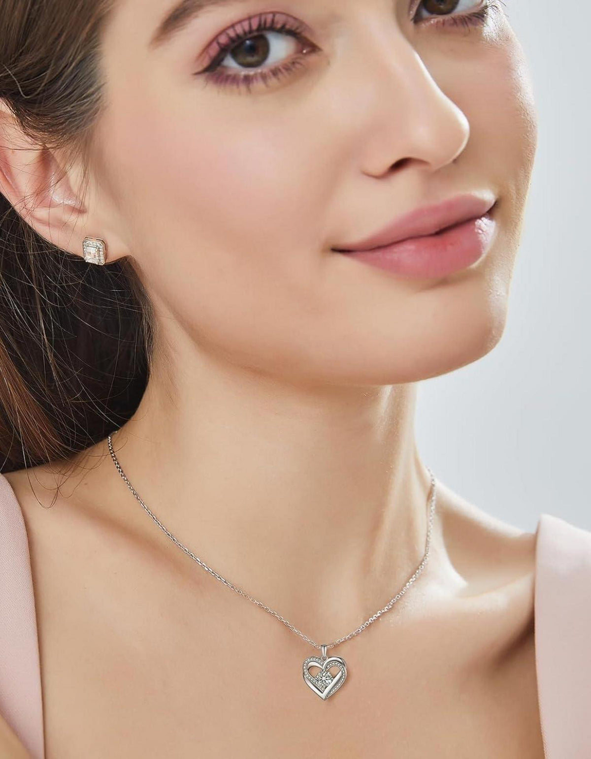 Moissanite Herz Halskette Silber 925 Anhänger Rose Herz Personalisiert
