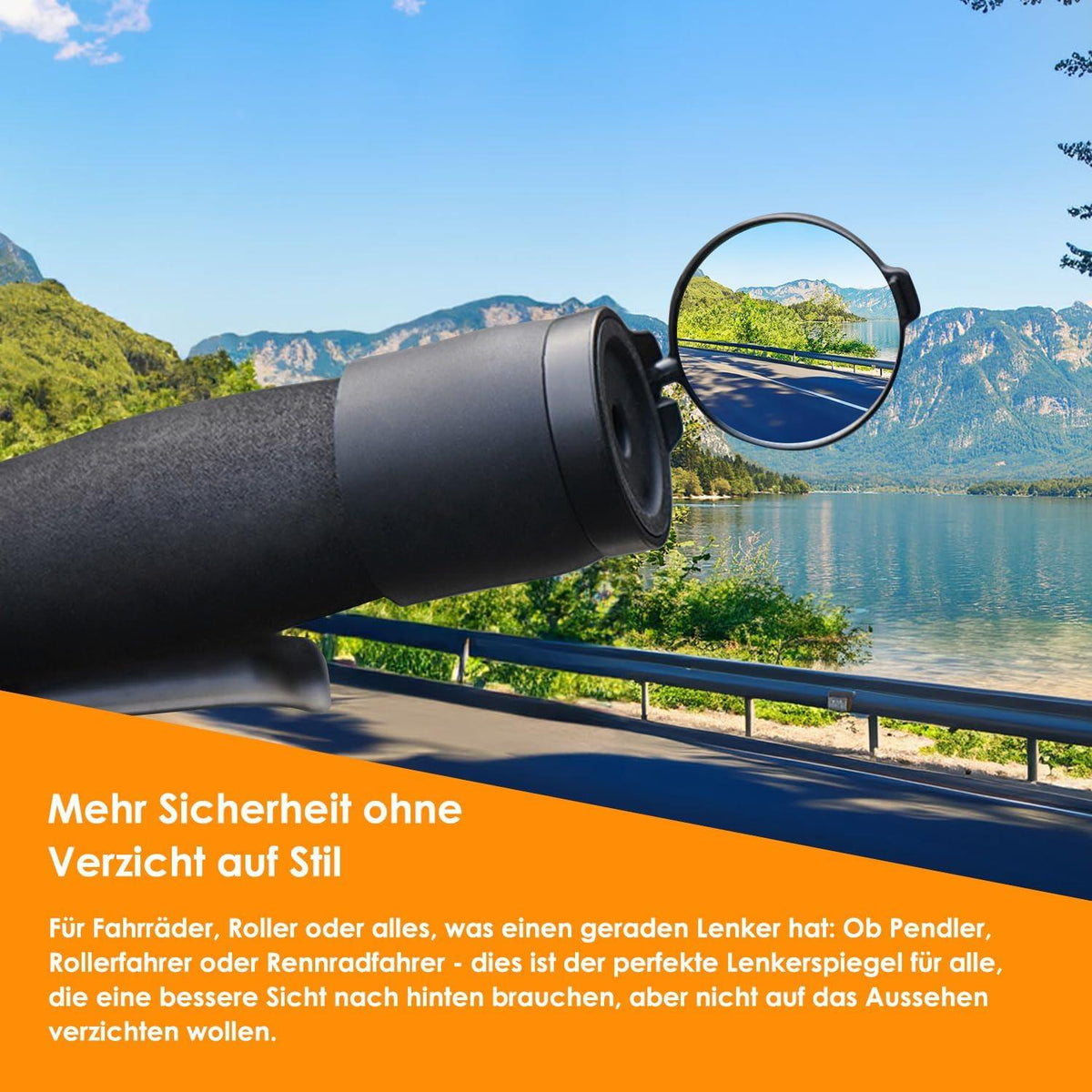 Arkham Mini-Fahrradspiegel Lenkerendrad Klappbarer 360° drehbar für Mountainbike, 1 Paar