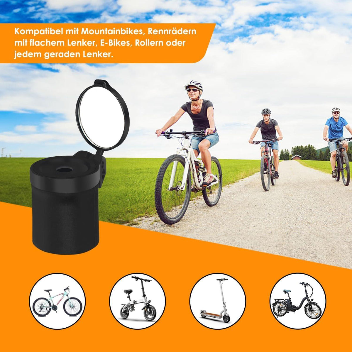 Arkham Mini Fahrradspiegel klappbar Lenkerspiegel 360° drehbar Mountainbike 2er