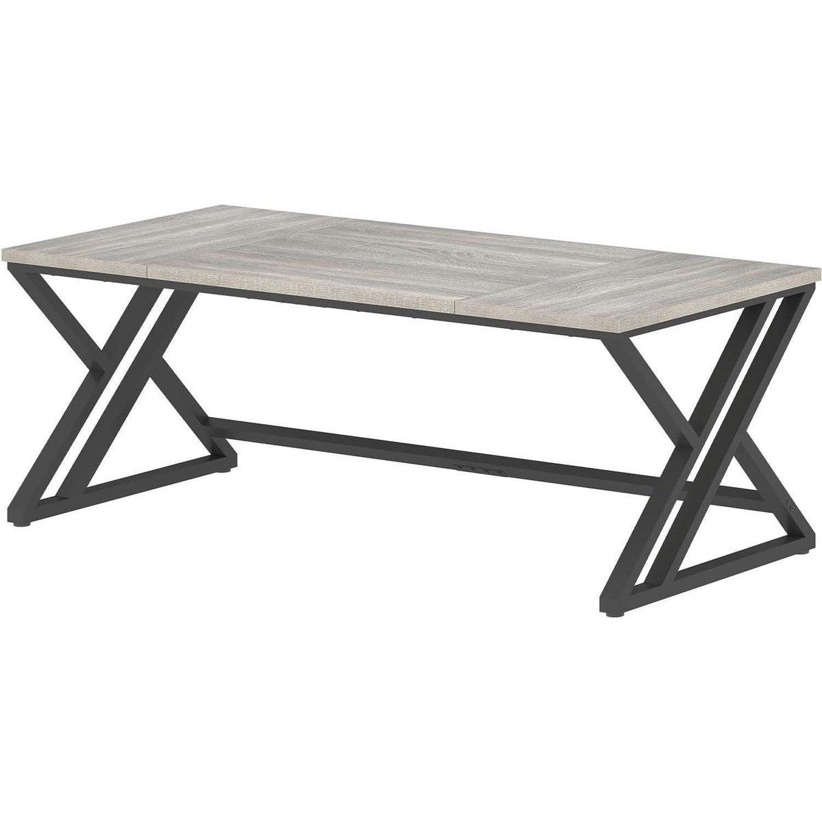 Großer Schreibtisch 180x80cm Grau Eiche mit Metallgestell